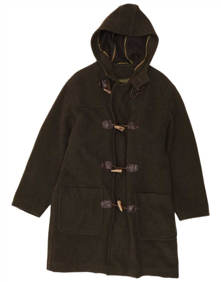 Vintage Herre Hooded Duffel Coat UK 38 Medium Khaki Wool