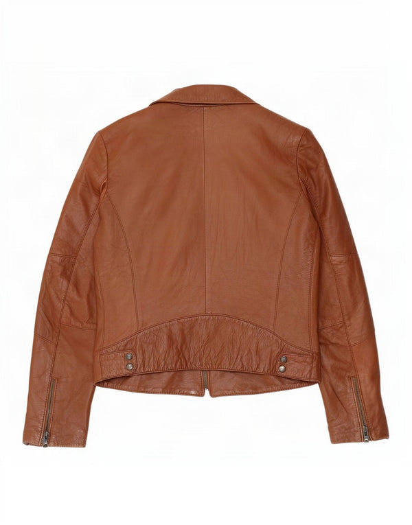 Sasch Læder Biker Jacket UK 14 Stor Brun