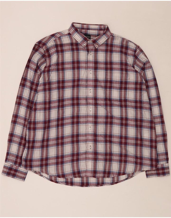 JAMES PRINGLE Herre flannelskjorte 2XL Burgund ternet polyester
