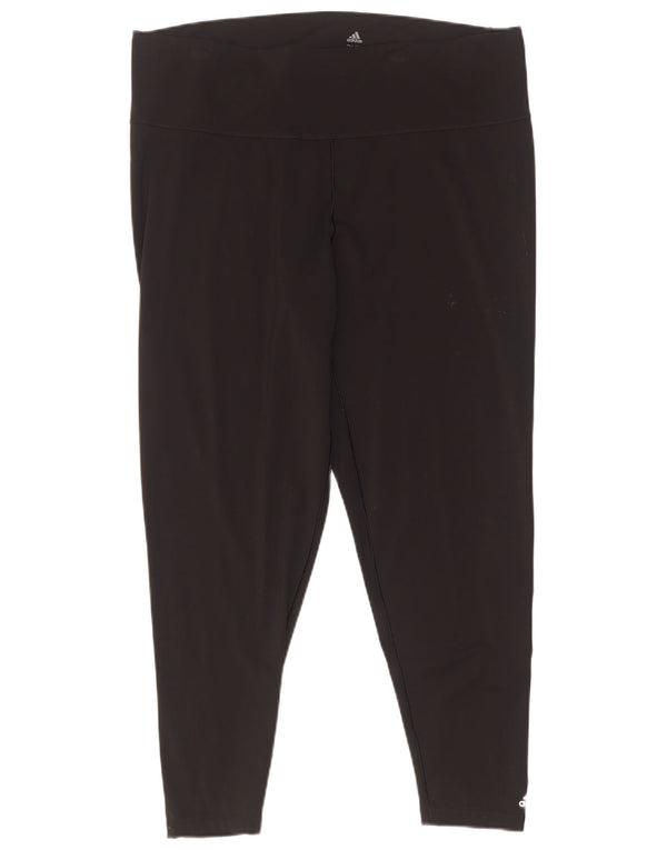Adidas Womens Crop Leggings UK 24/26 2XL Sort Nylon