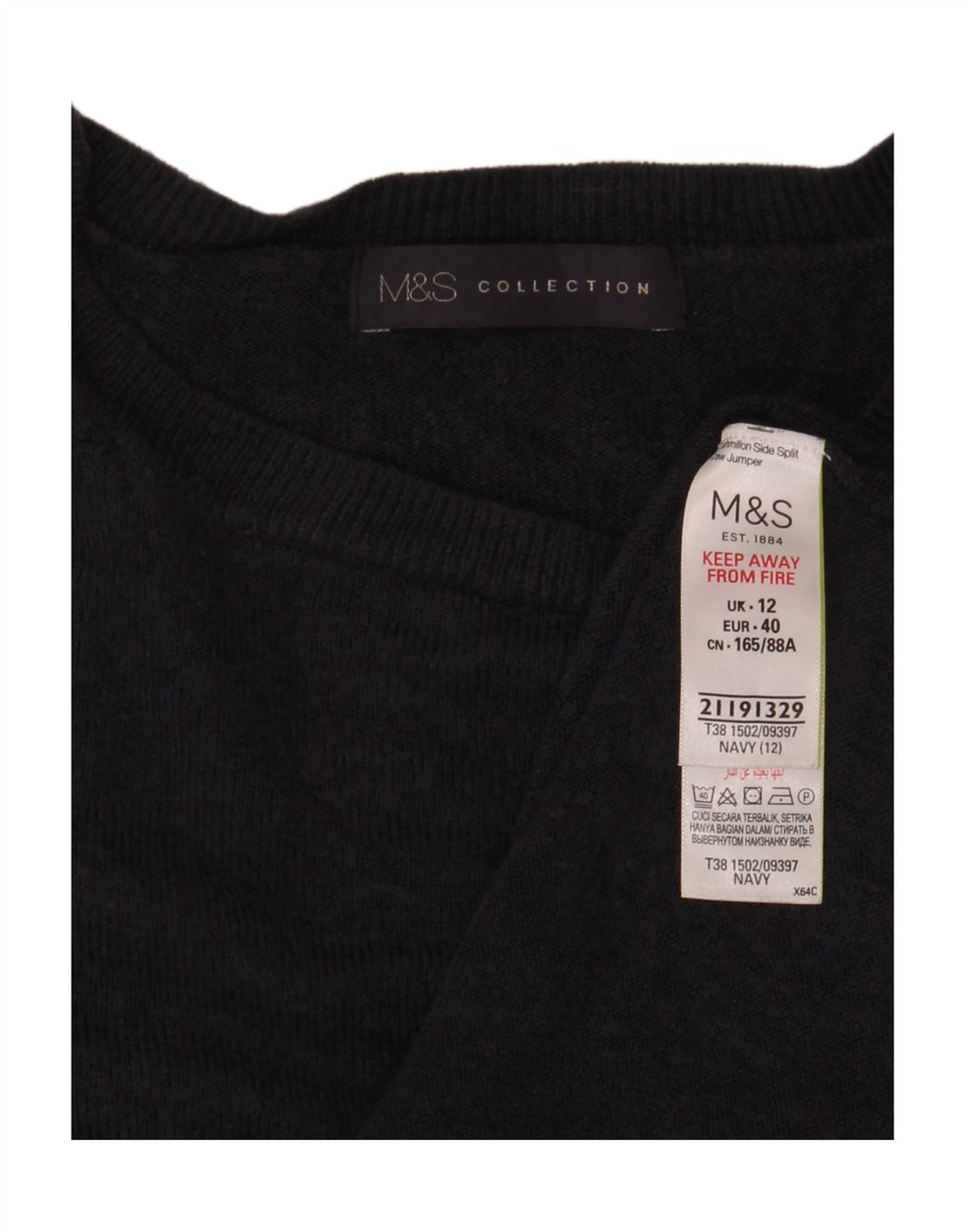 Marks & Spencer Dame sweater med rund hals DK 12 Medium Navy Blue