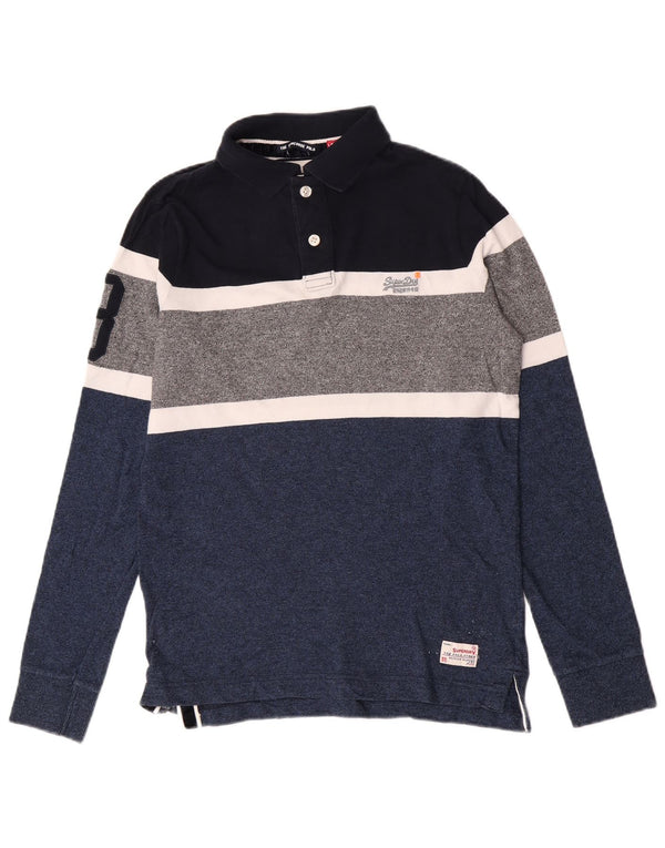 Superdry Boys Langærmet Rugby Polo Shirt 15-16 år XL Blå Colourblock