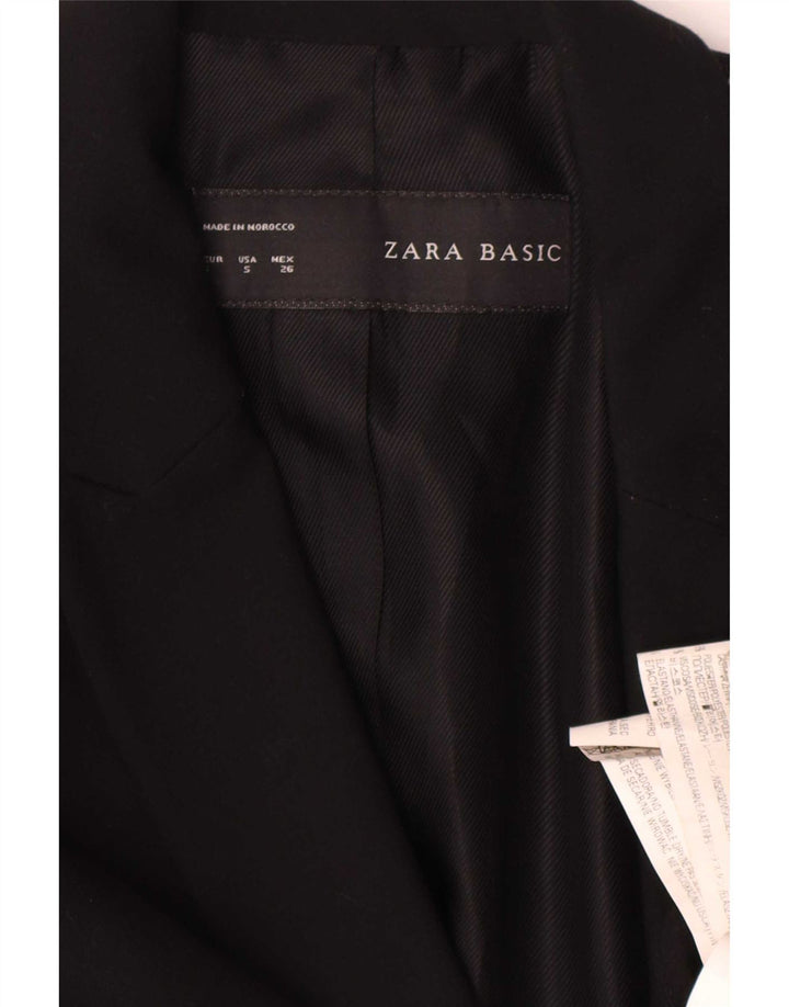 Zara Dame 1 Knap Blazer Jacket UK 10 Small Black Polyester