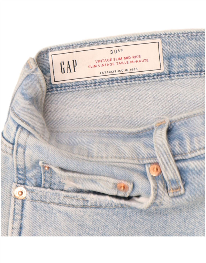 GAP Dame Distressed Mid Rise Slim Jeans W30 L27 Blå Bomuld