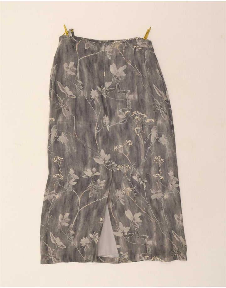 VINTAGE Womens Straight Skirt EU 40 Medium W30  Grey Floral Polyamide Vintage Vintage and Second-Hand Vintage from Messina Hembry 