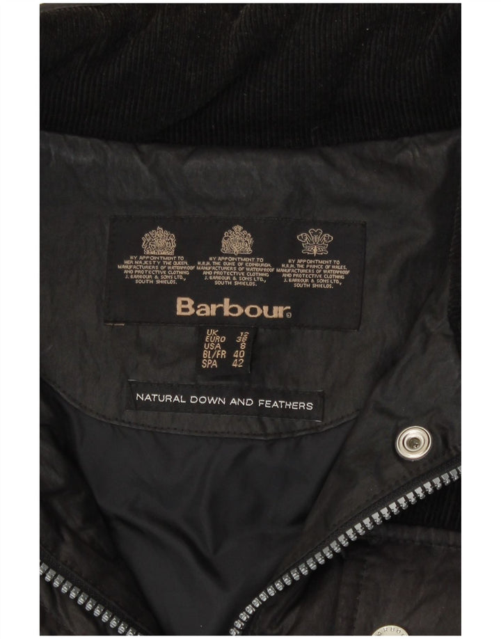 Barbour Dame Polstret Frakke UK 12 Medium Sort Bomuld