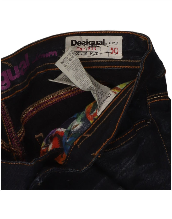 Desigual Dame Slim Jeans W30 L32 Marineblå Bomuld