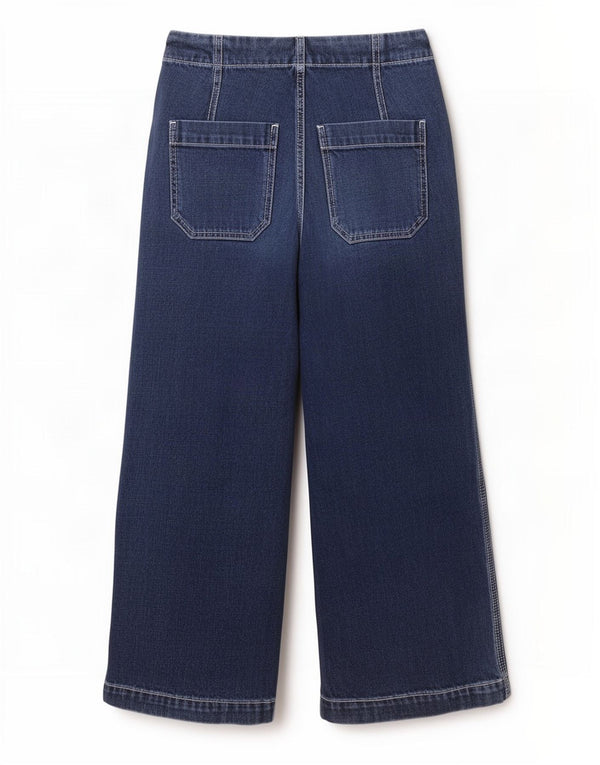 Topshop Womens High Rise Crop Wide Leg Jeans W25 L23 Blå Polyester