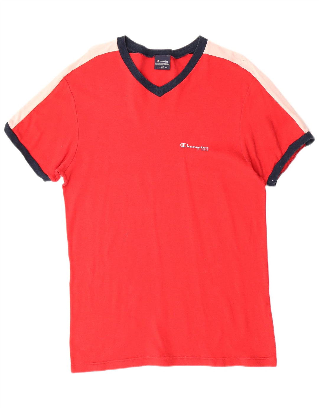 CHAMPION Mens T-Shirt Top 2XL Red Colourblock Cotton