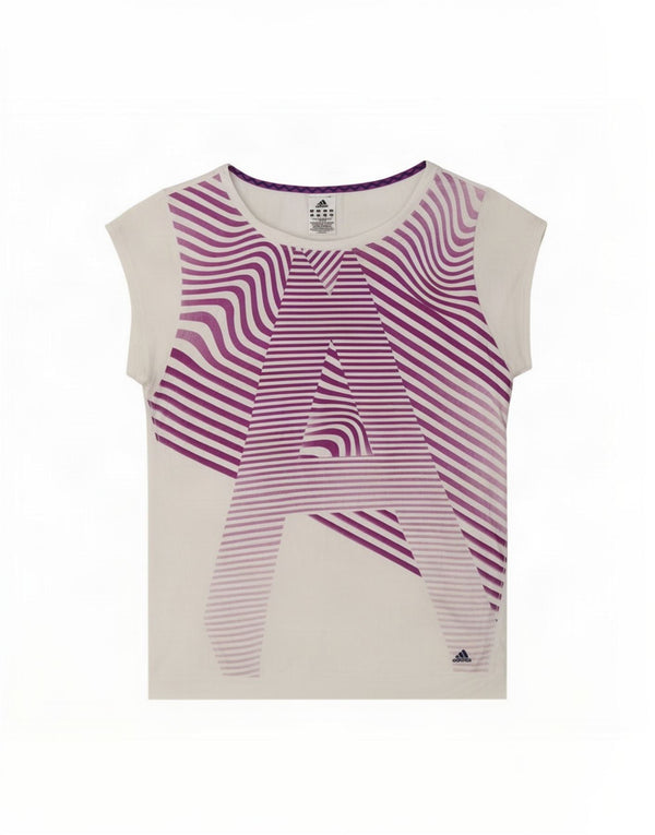 Adidas Womens Regular Graphic T-Shirt Top UK 16/18 Large Whitestribet