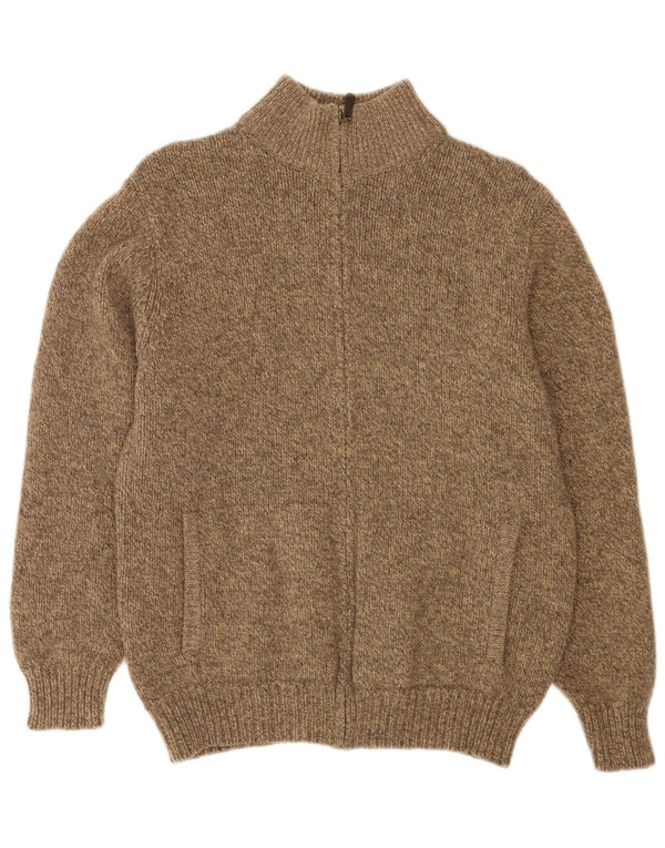 L.L.Bean Herre cardigan sweater med fuld lynlås Medium Beige Flecked Lammeuld