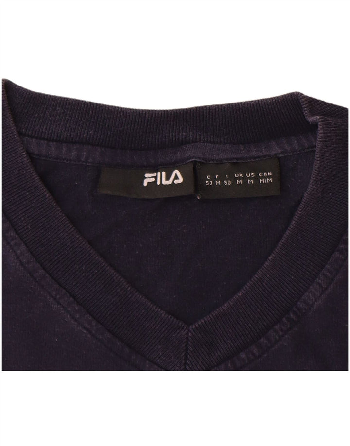 FILA Herre grafisk T-shirt Top Medium Marineblå Bomuld
