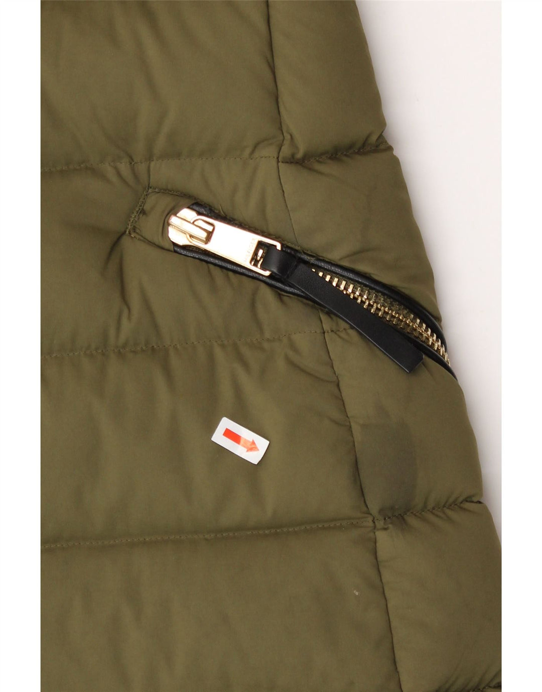 TOMMY HILFIGER Womens Hooded Padded Coat UK 10 Small Khaki Polyamide