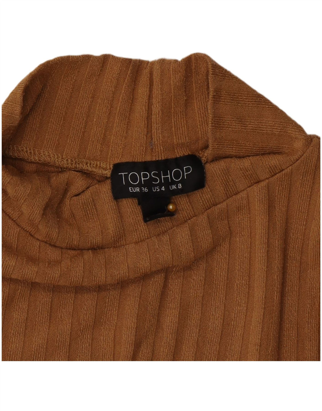 Topshop Dame Crop Top Langærmet UK 8 Lille Brun