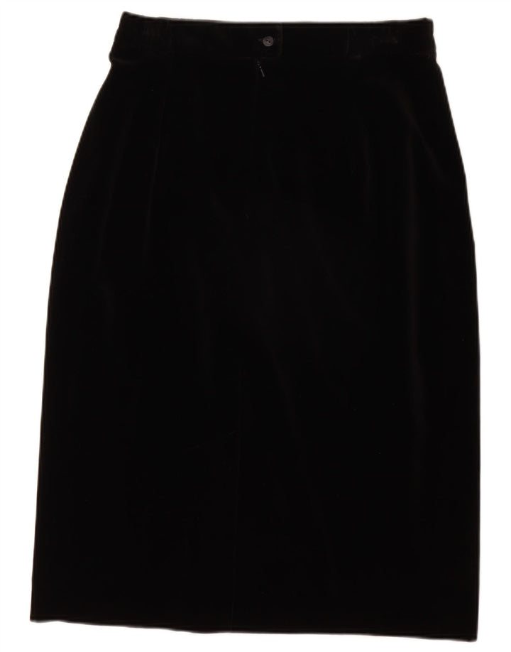 LIBRA Womens High Waist Velvet Pencil Skirt UK 16 Large W28 Black Bomuld