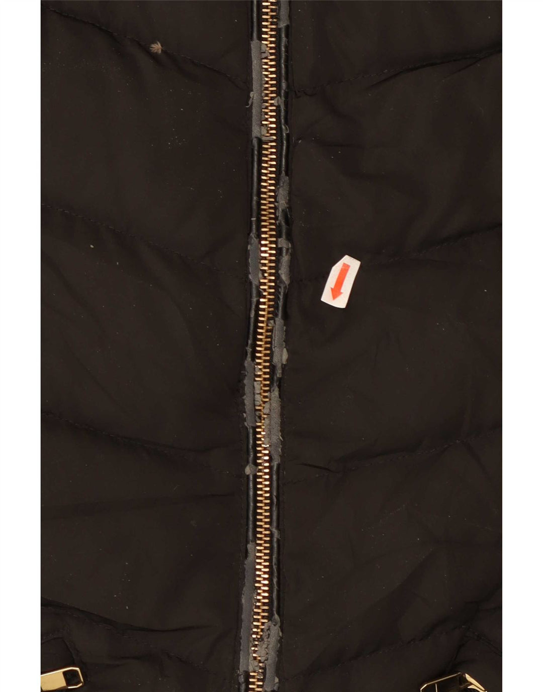 Zara Dame Hætte Polstret Frakke UK 12 Medium Sort Polyester