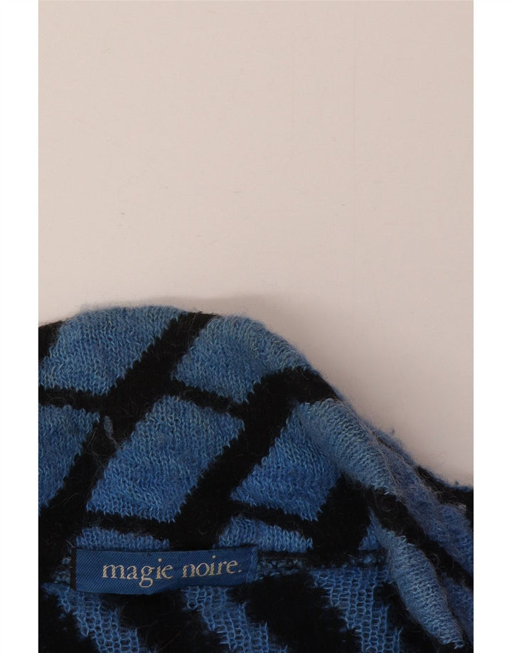 Vintage Dame Longline Oversized Cardigan Sweater UK 14 Medium Blue Check
