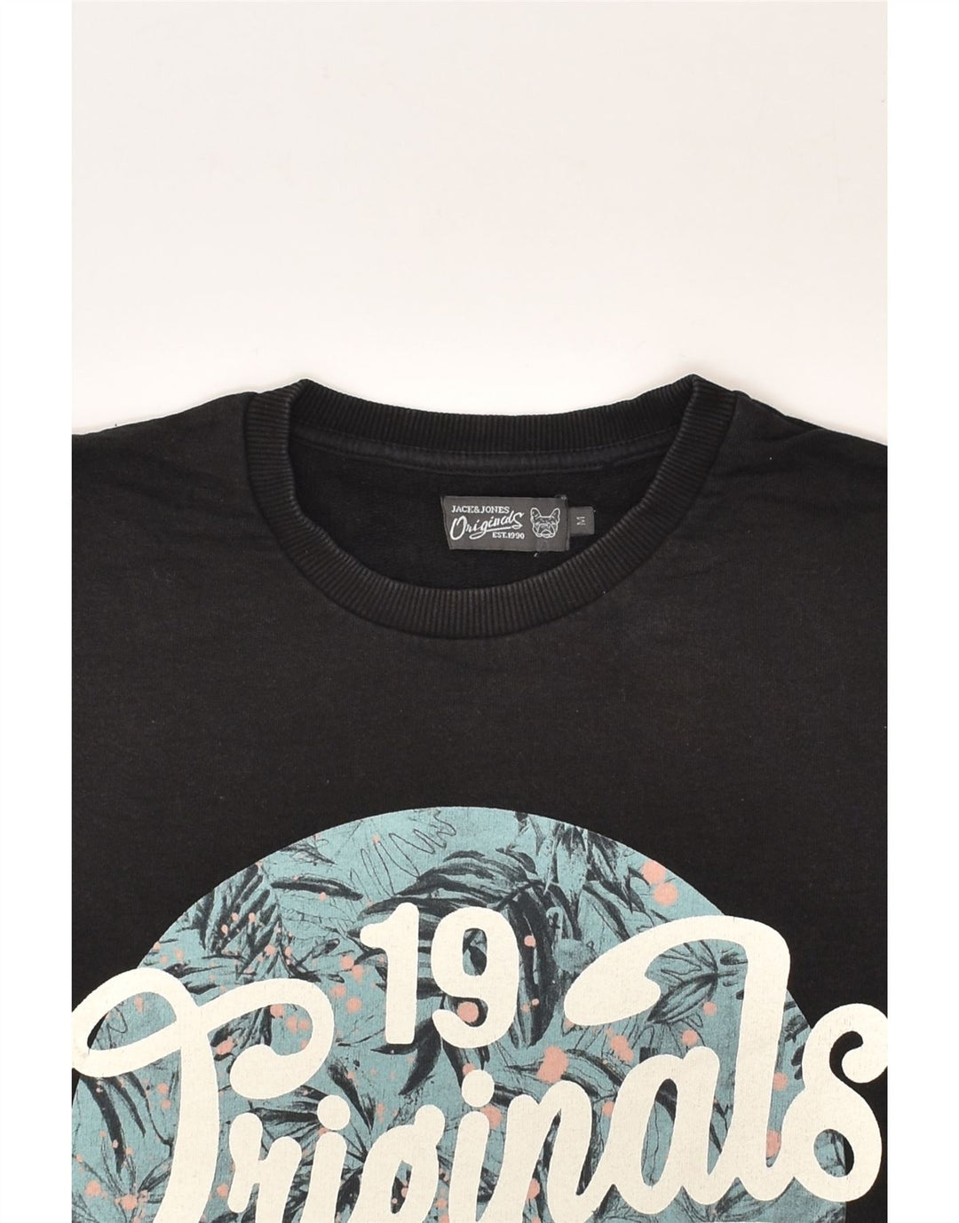 JACK & JONES Mens Graphic Sweatshirt Jumper Medium Black Cotton | Vintage Jack & Jones | Thrift | Second-Hand Jack & Jones | Used Clothing | Messina Hembry 