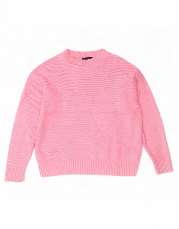 Marks & Spencer Dame sweater med rund hals DK 14 Medium Pink Bomuld