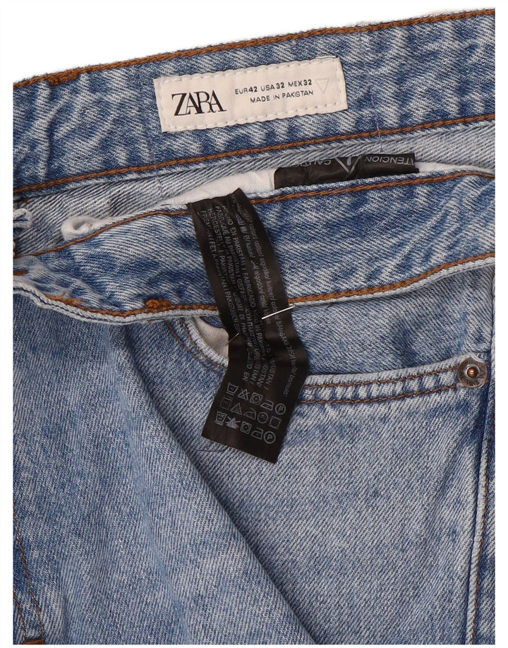 Zara Straight Jeans til mænd EU 42 Large W32 L32 Blå Bomuld
