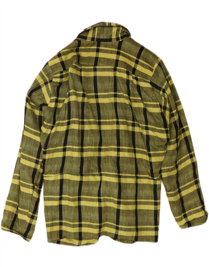 Vintage Dame 1 Knap Blazer Jakke EU 44 XL Gul Plaid Linen Classic