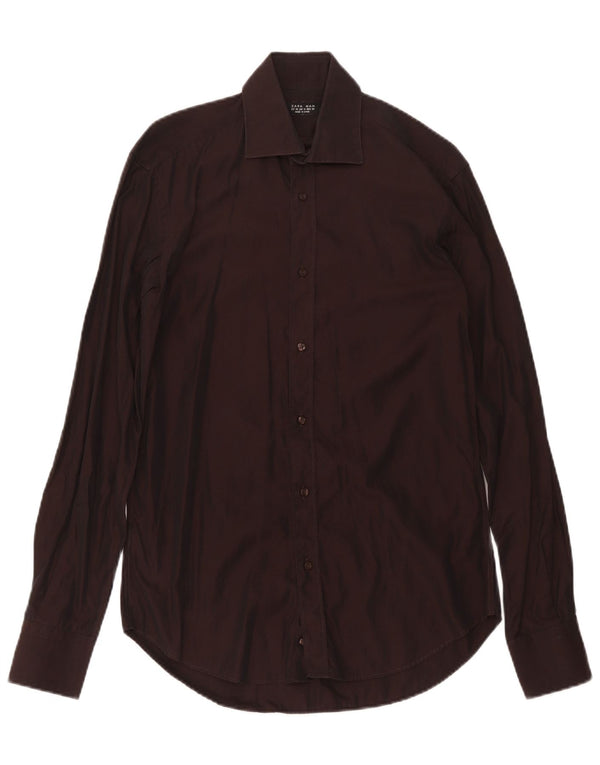 Zara Herreskjorte EU 38 Medium Brun Bomuld
