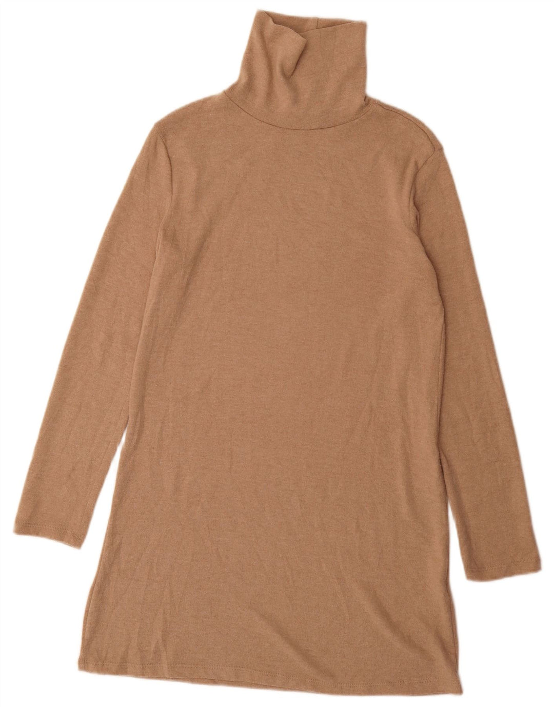 Zara Dame Rullehals Jumper Kjole UK 8 Small Brown Polyester
