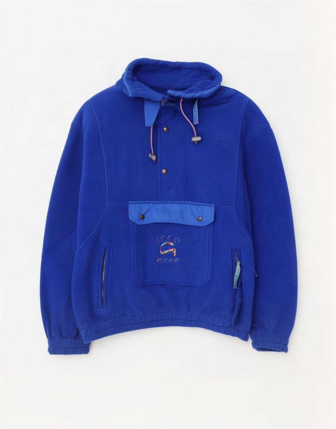 Vintage Herre Grafisk Anorak Fleece Jumper XL Blå