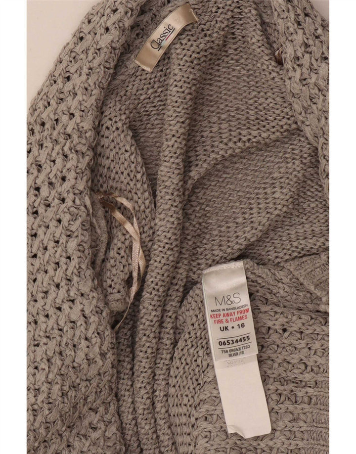 Marks & Spencer Dame Classic Open Cardigan Sweater UK 16 Large Grey