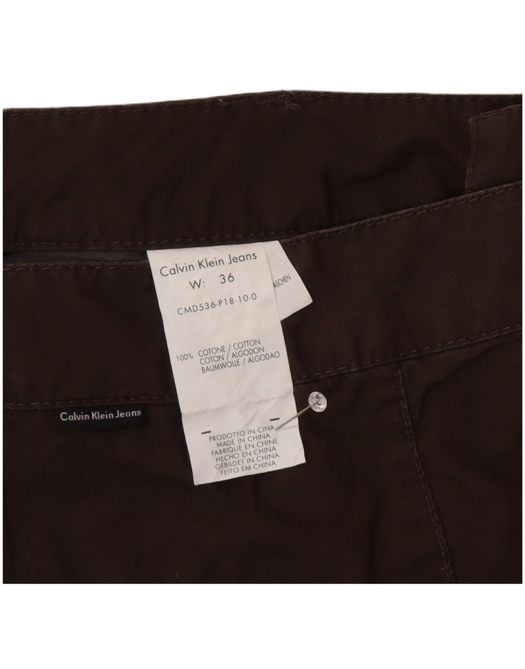 Calvin Klein Herre Chino Shorts W36 Stor Brun Bomuld