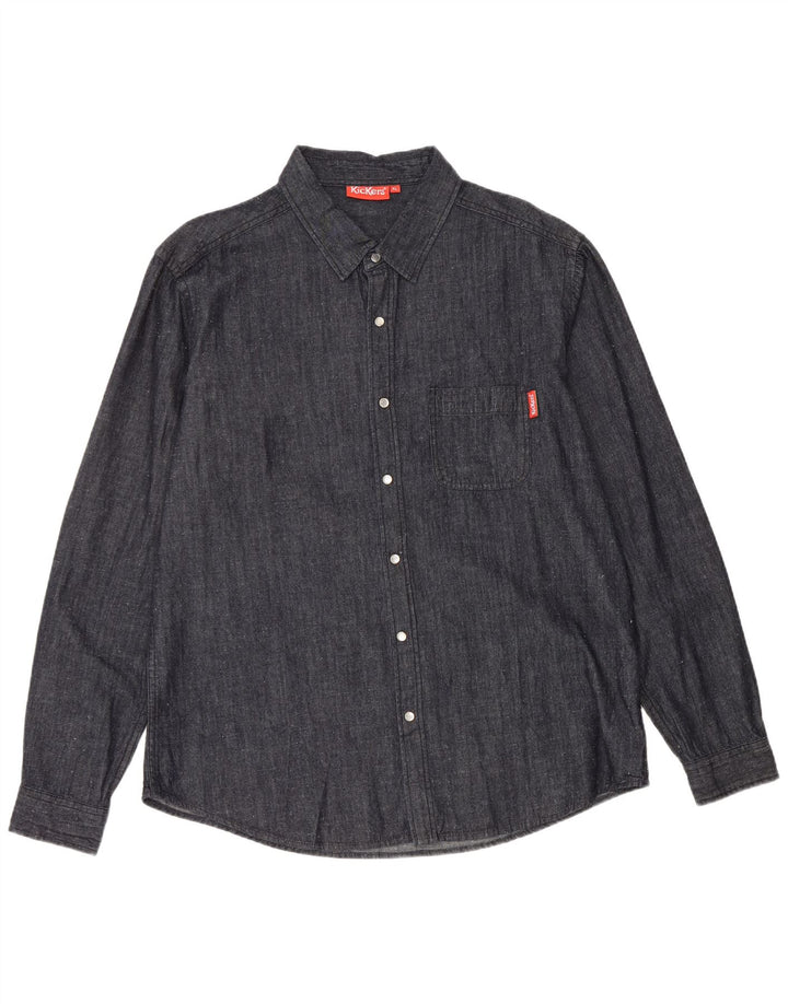 KICKERS Mens Denim Shirt XL Navy Blue Cotton