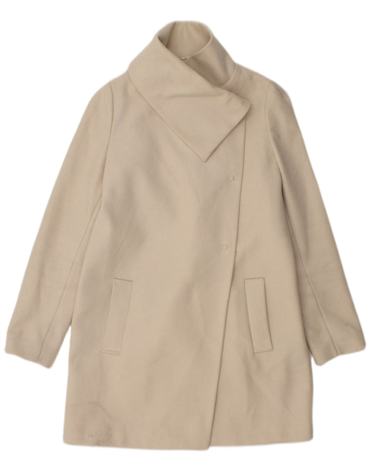 Benetton Dame Overfrakke IT 42 Medium Hvid Uld