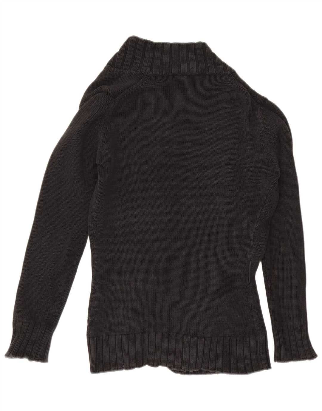 Zara Womens Open Cardigan Sweater UK 14 Large Black Bomuld