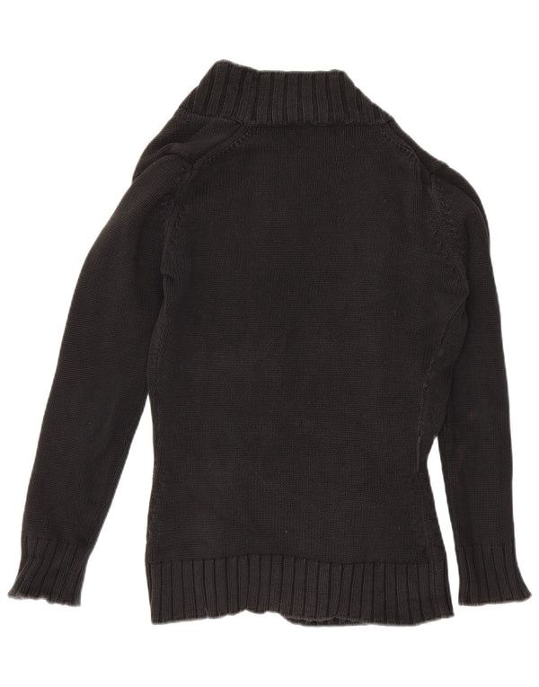 Zara Womens Open Cardigan Sweater UK 14 Large Black Bomuld