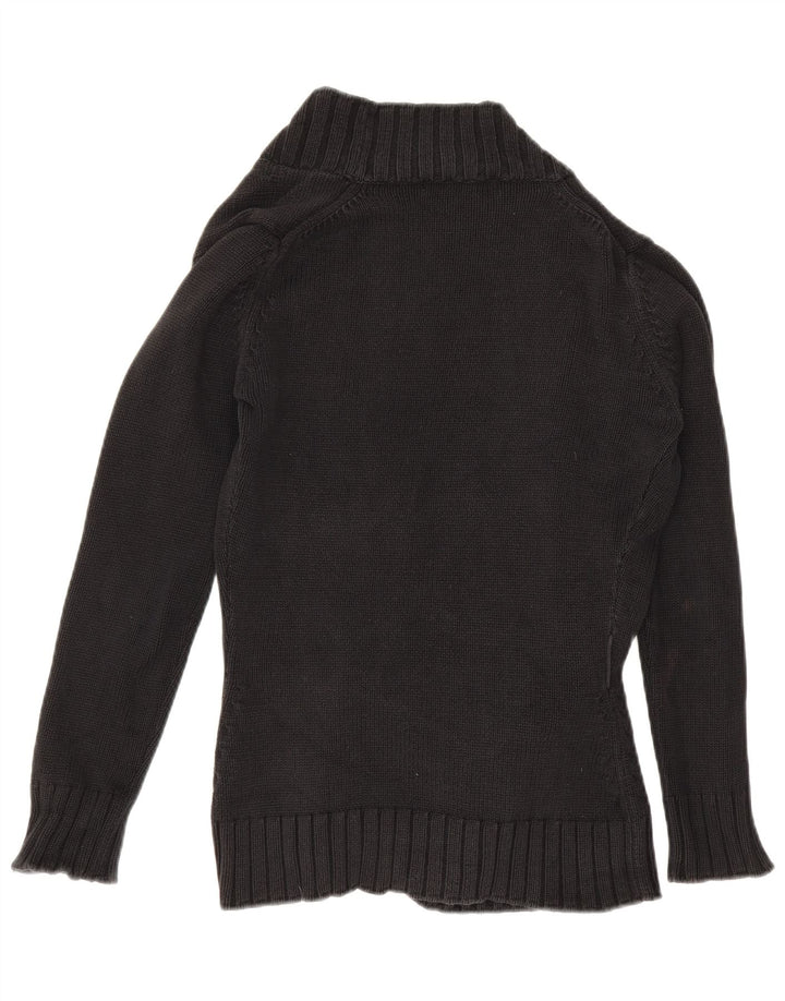 Zara Womens Open Cardigan Sweater UK 14 Large Black Bomuld