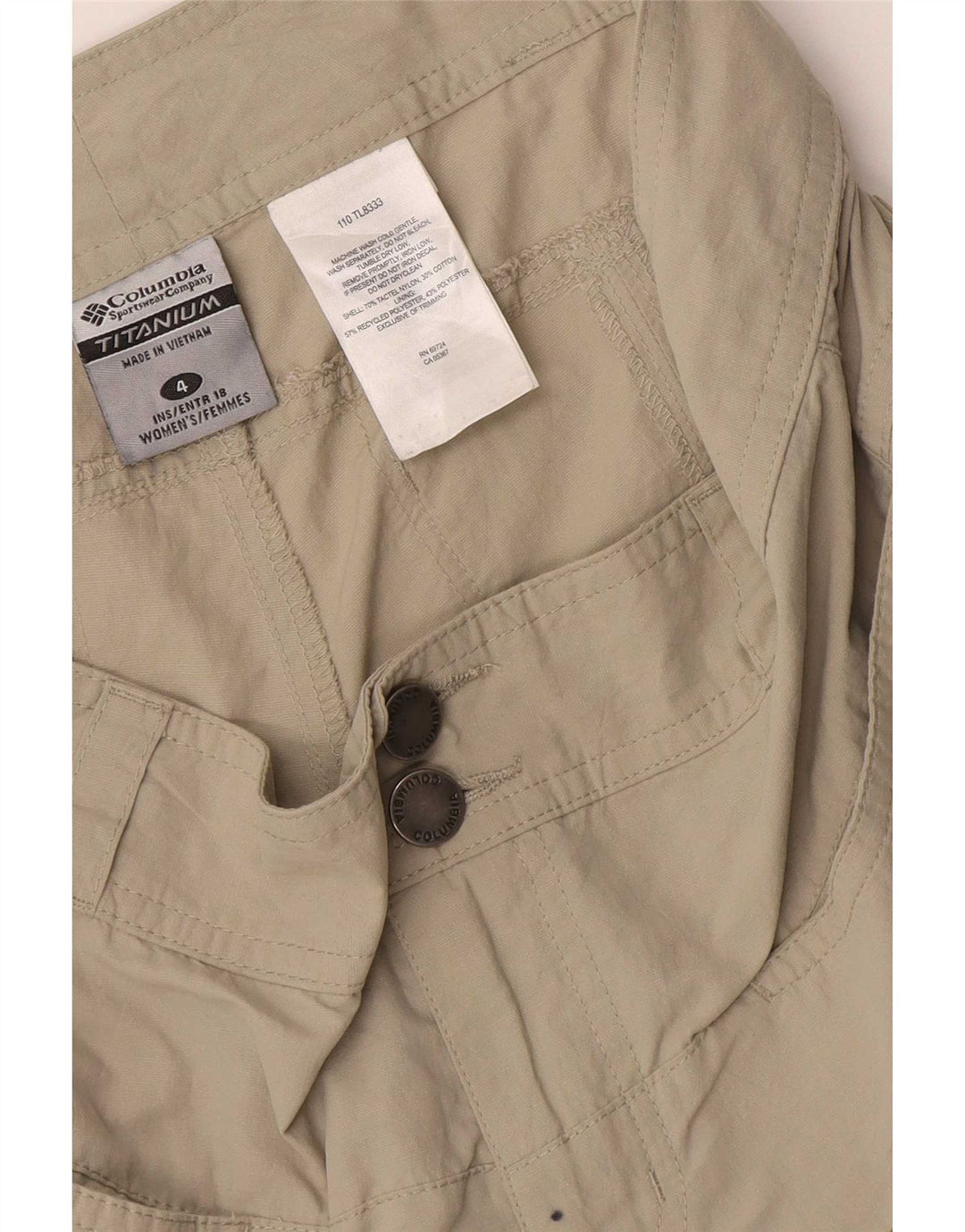 Columbia Dame Titanium Cargo Shorts US 4 Small W32 Beige Nylon