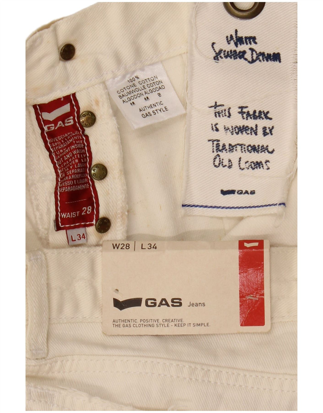 Gap Dame Slim Jeans W28 L34 Off White Bomuld