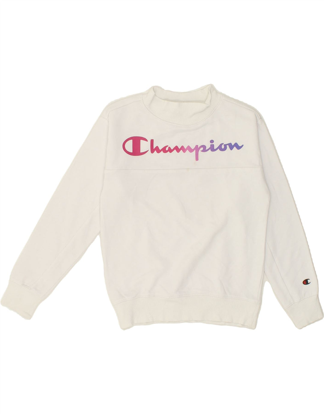 CHAMPION Boys Graphic Sweatshirt Jumper 9-10 Years Medium  White Cotton Vintage Champion and Second-Hand Champion from Messina Hembry 