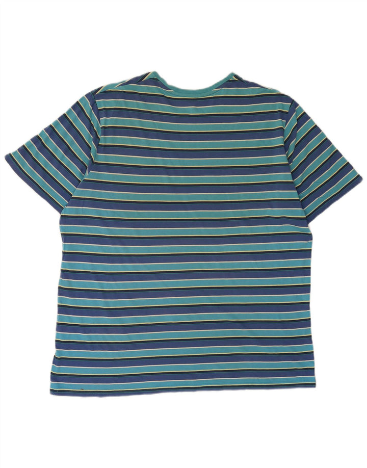 Marks & Spencer Herre T-Shirt Top Medium Blå Stribet