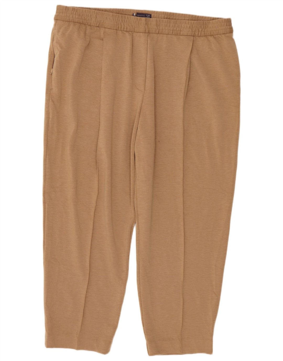 Marks & Spencer Dame Cropped Trousers UK 20 2XL W40 L25 Beige Polyester