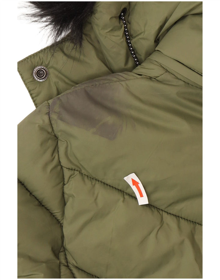 Superdry Polstret hættejakke til kvinder UK 8 Lille grøn nylon