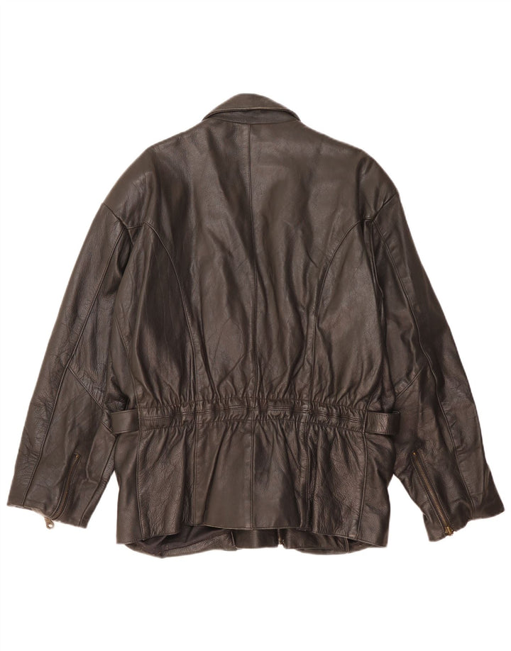 Vintage Herre Biker Læderjakke UK 38 Medium Sort Læder