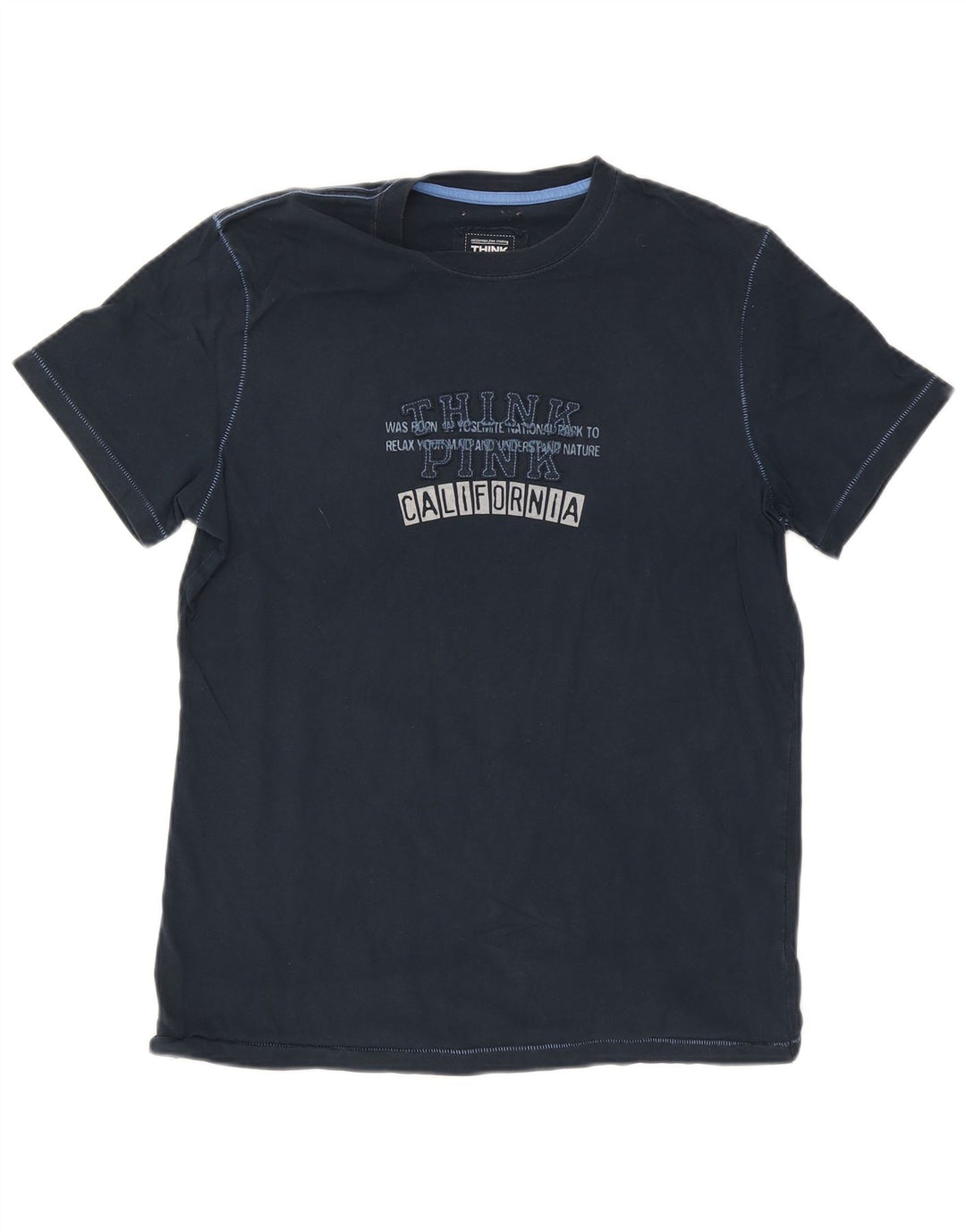 Tænk Pink Herre grafisk T-shirt top XL marineblå bomuld