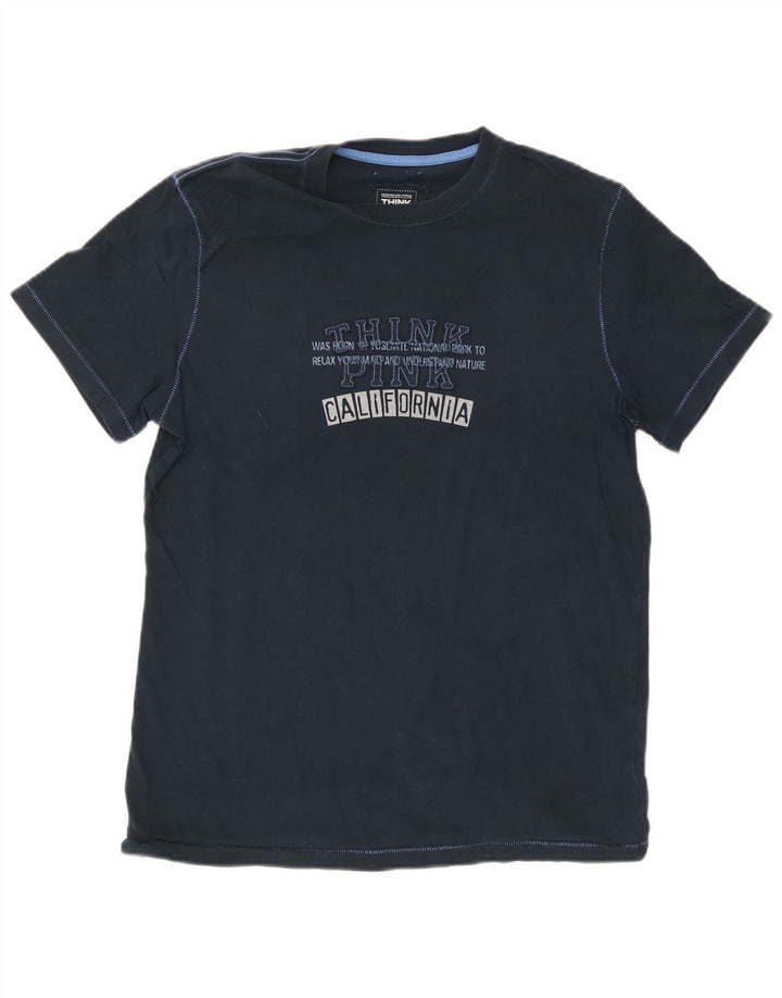 Tænk Pink Herre grafisk T-shirt top XL marineblå bomuld