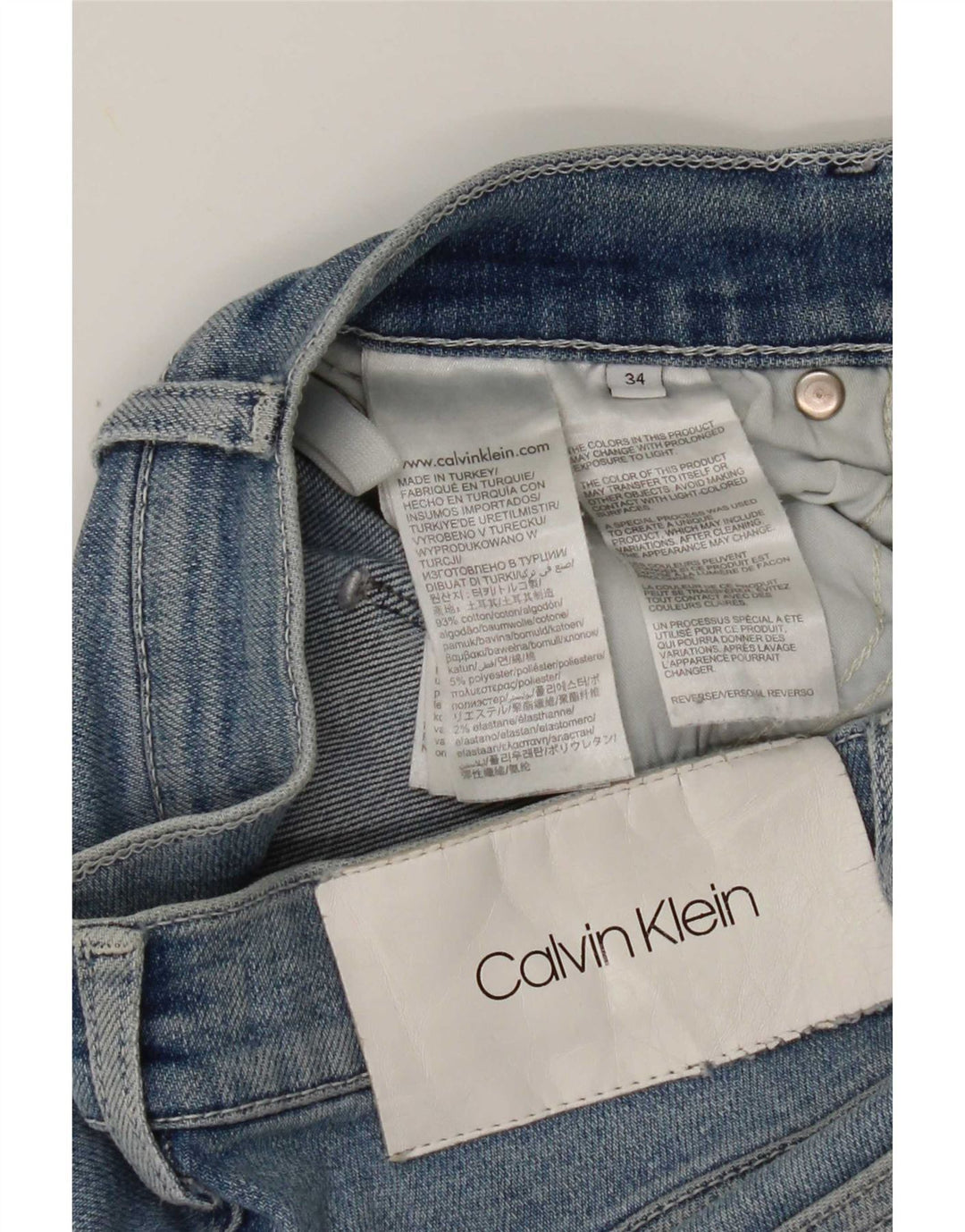 Calvin Klein Dame Slim Jeans W34 L30 Blå Bomuld