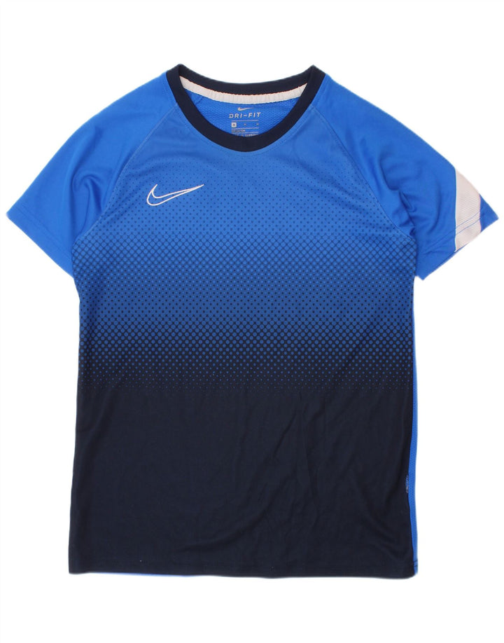 NIKE drenge Dri Fit grafisk T-shirt top 10-11 år mellemblå farveblok