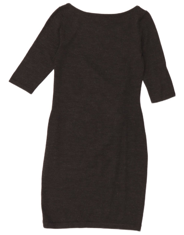 Phase Eight Womens Short Sleeves Jumper Dress UK 10 Small Grey Merino Wool