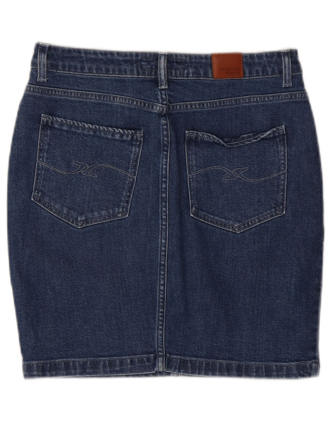 TRUSSARDI Dame Denim Nederdel IT 42 Medium W28 Blå Bomuld