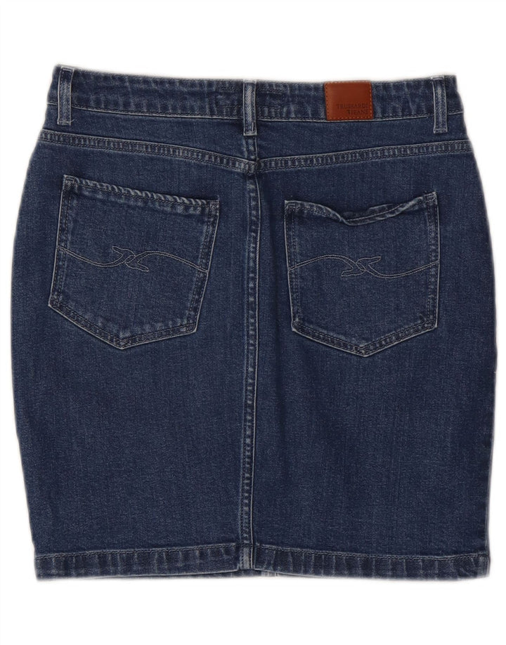 TRUSSARDI Dame Denim Nederdel IT 42 Medium W28 Blå Bomuld