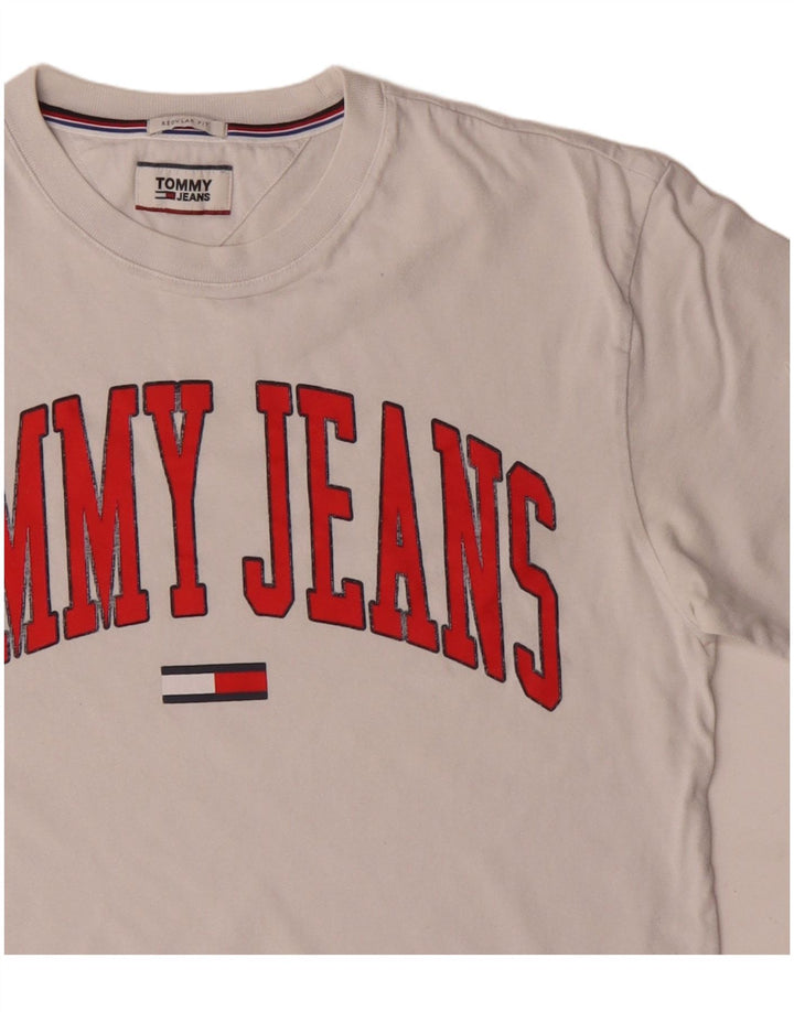 Tommy Hilfiger Herre Regular Fit Grafisk T-Shirt Top Medium Hvid Bomuld